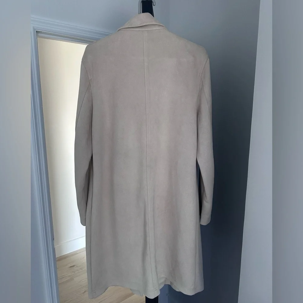 Neutral Beige Suede Trench Coat - Picture 2 of 2